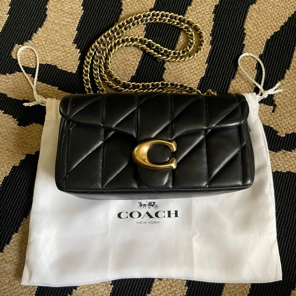 Coach Black Quilted Leather Bag with Gold Chain - Picture 1 of 4